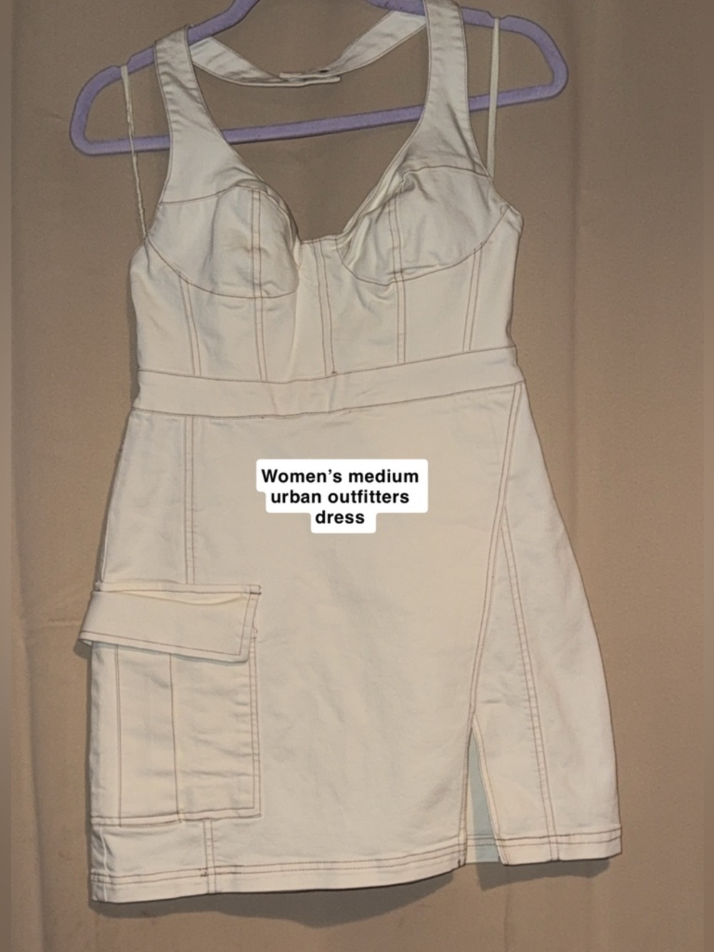 Urban Outfitters Cream Bustier Mini Dress with Pocket